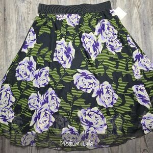LuLaRoe Lola Skirt Medium Purple Green Floral NEW